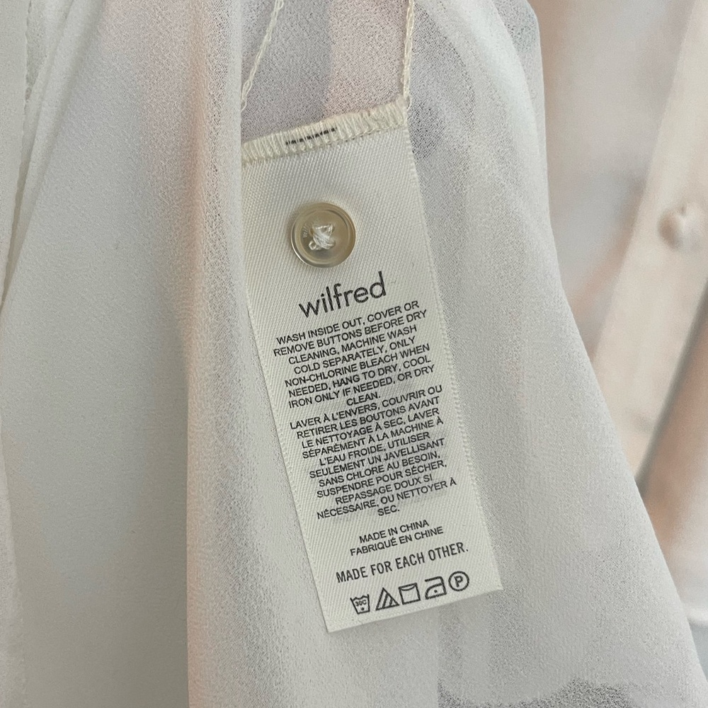 Wilfred Blouse Valencia White Ruffle Neck Smocked Cuffs Keyhole Back Size S - Picture 7 of 11